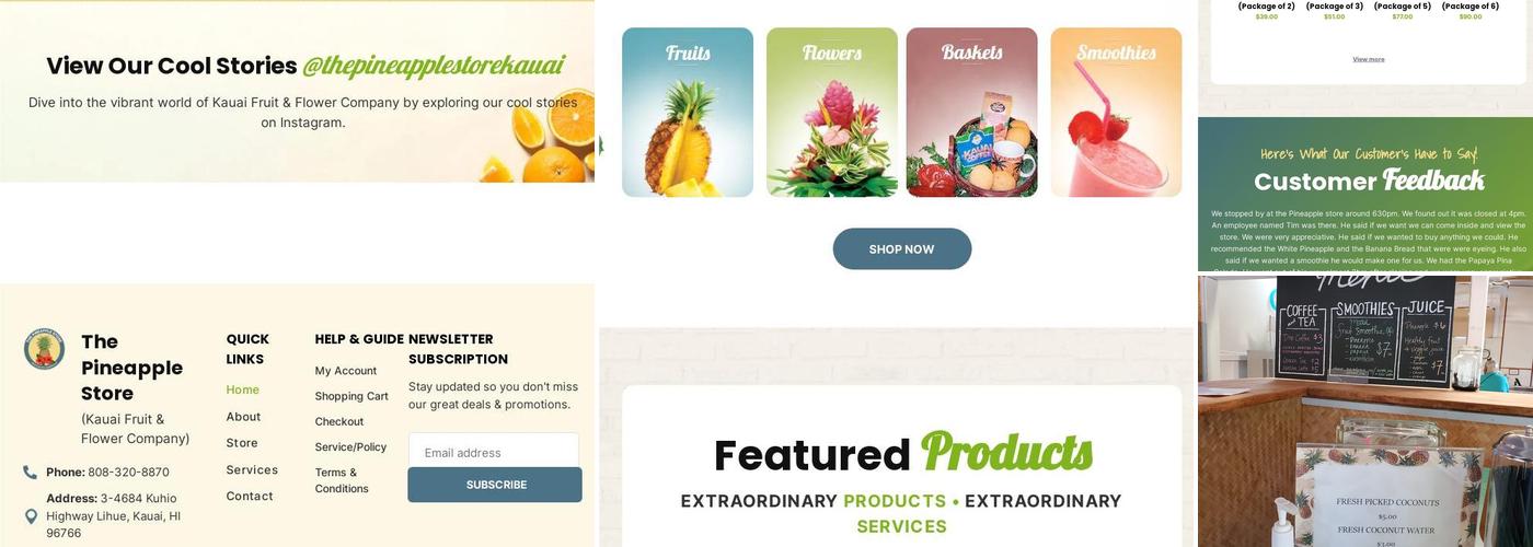 The Pineapple Store Menu