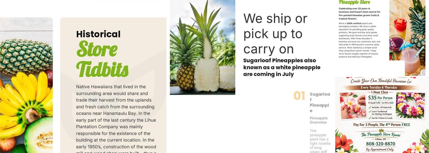 The Pineapple Store Menu