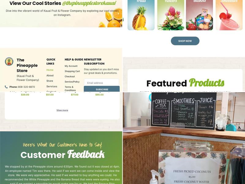 The Pineapple Store Menu