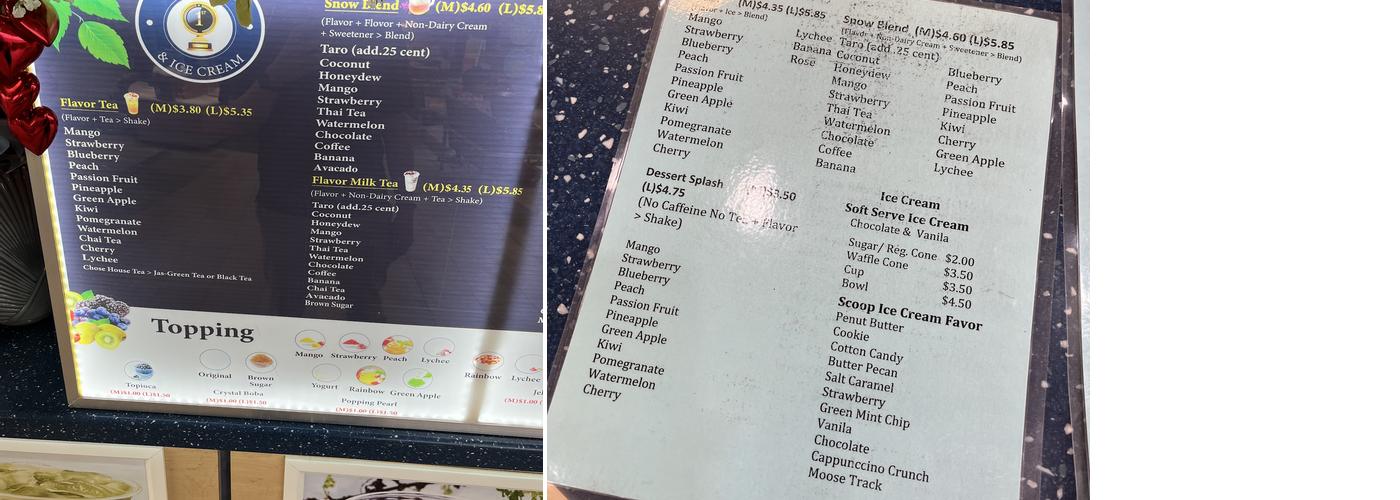 1st PHỞ & Frosty Blends Menu