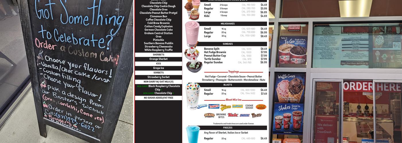 Bruster's Real Ice Cream Menu