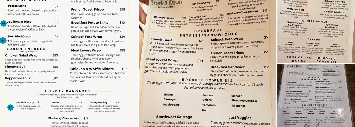 Crack O' Dawn Menu