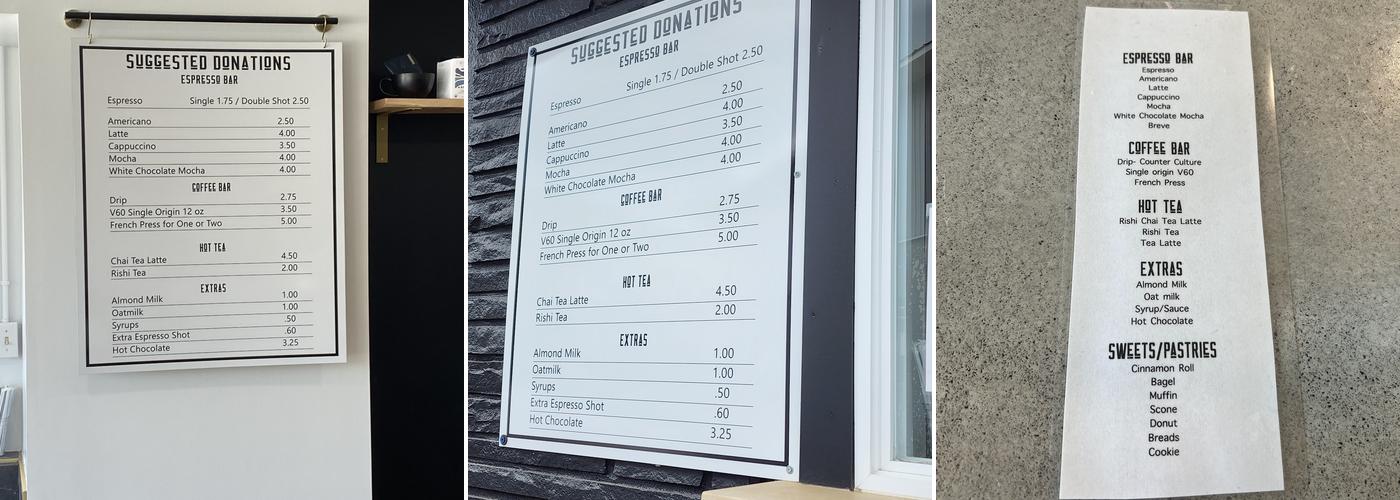 South Fork Coffee Menu