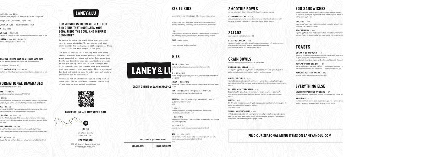 LANEY & LU Menu