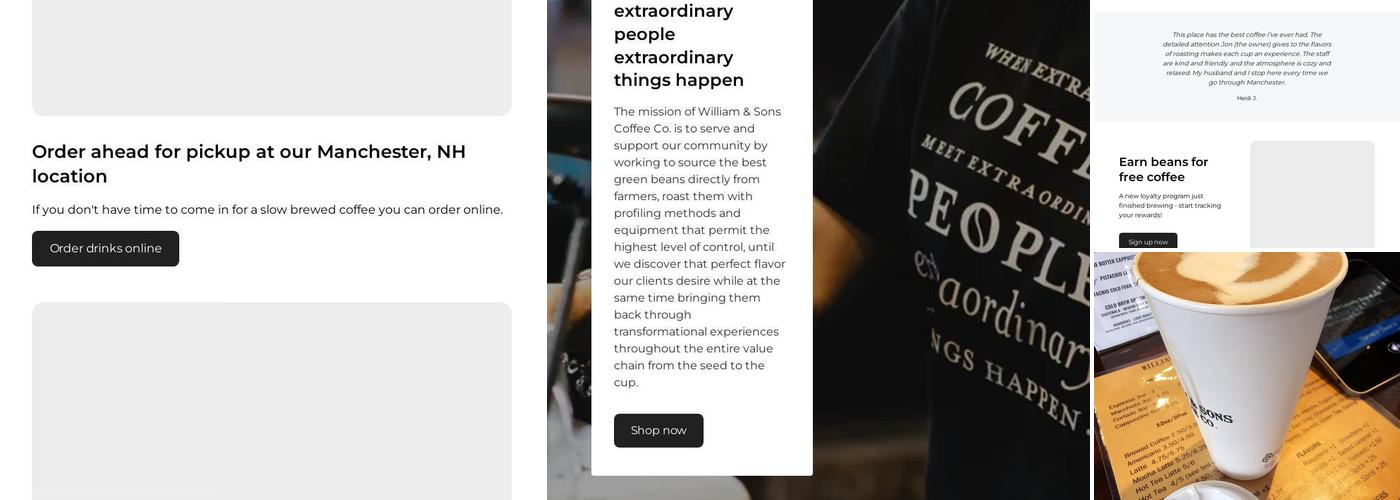 William & Sons Coffee Co. Menu