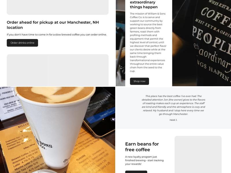 William & Sons Coffee Co. Menu