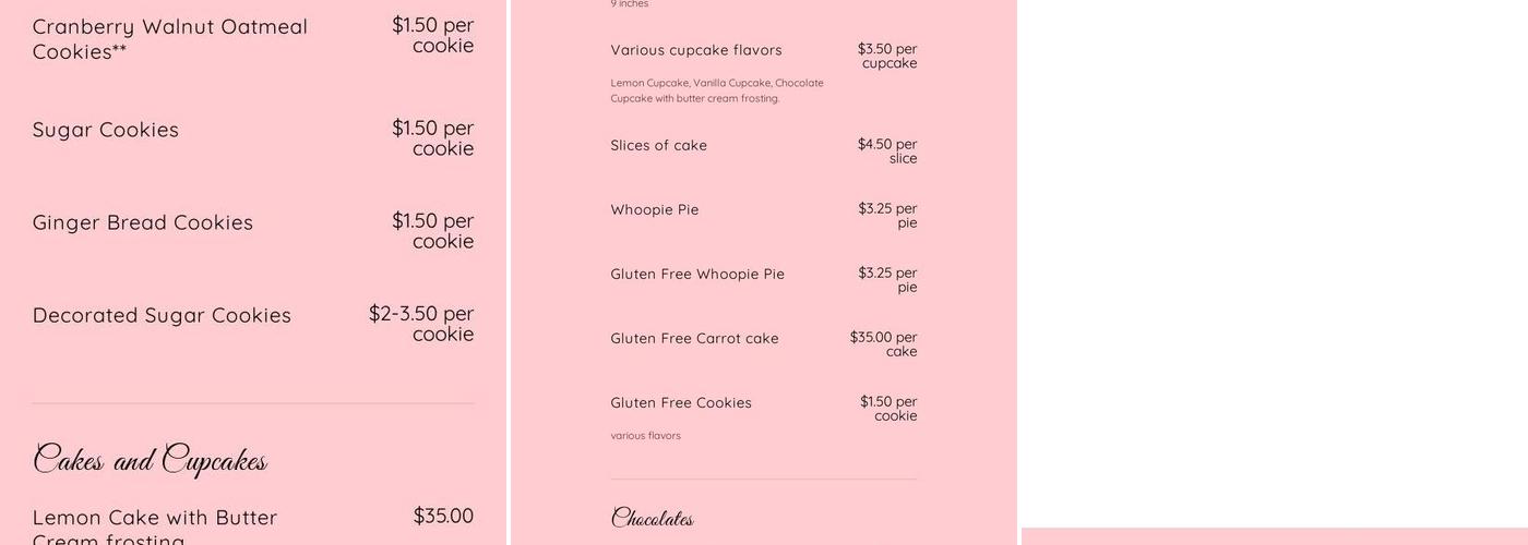 Mitchell's Bakery and Christmas Rose Chocolates LLC Menu