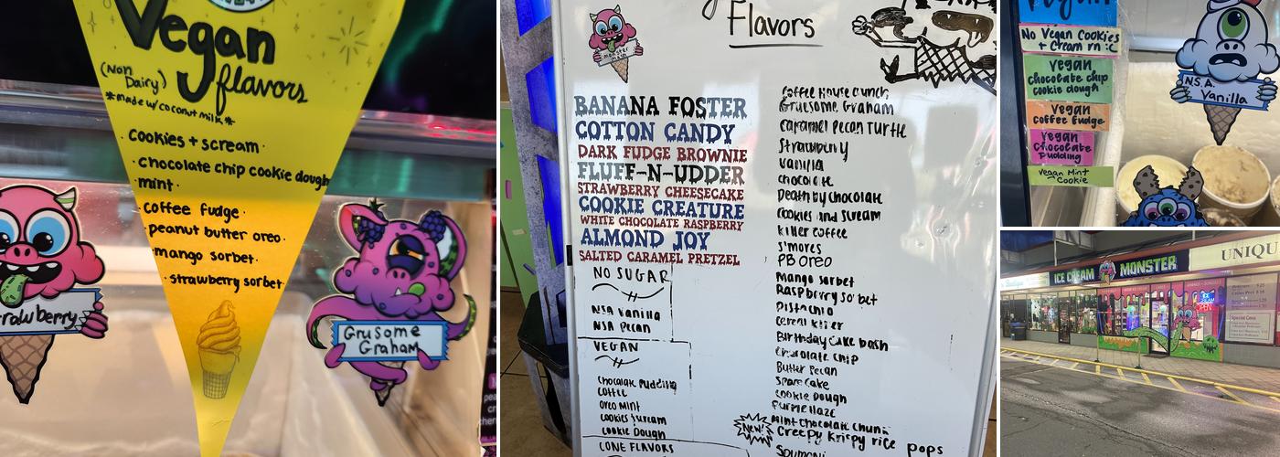 Ice Cream Monster Menu