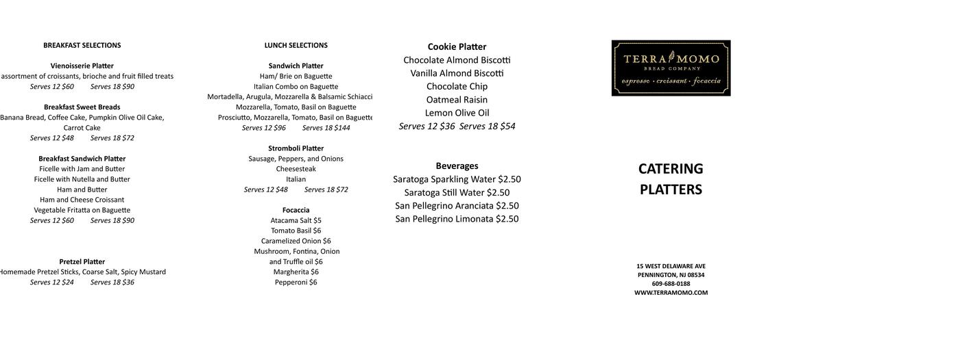 Terra Momo Bread Company Menu