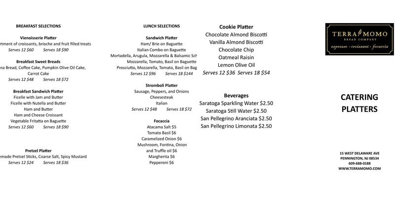 Terra Momo Bread Company Menu