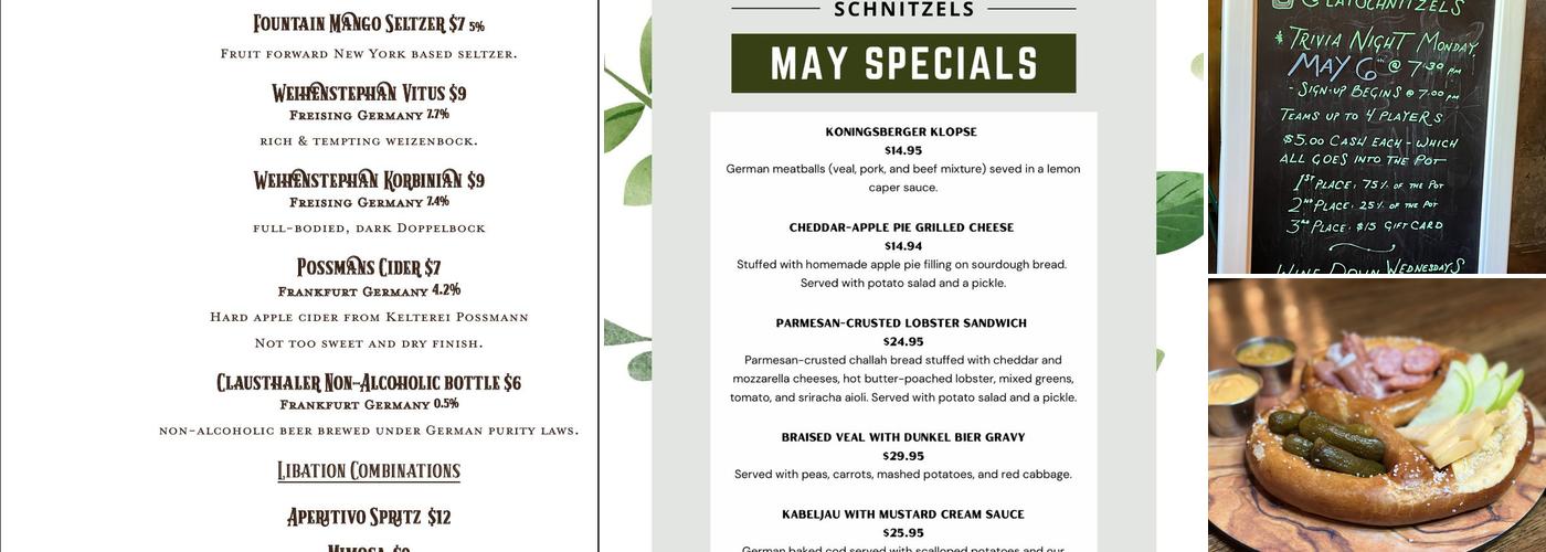 Schnitzels Menu