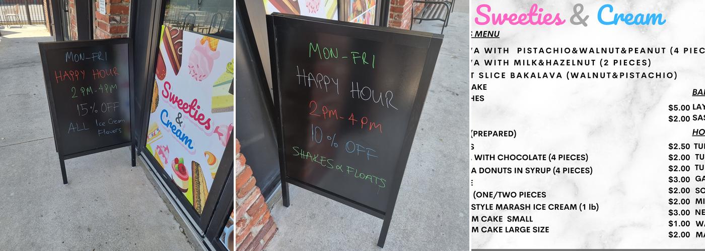 Sweeties & Cream Menu