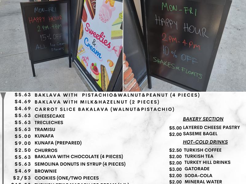 Sweeties & Cream Menu