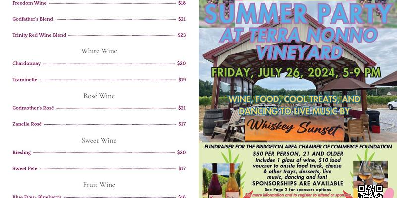 Terra Nonno Winery Menu