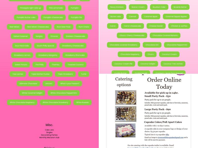 Awesome Little Cupcakes, Bristol Menu