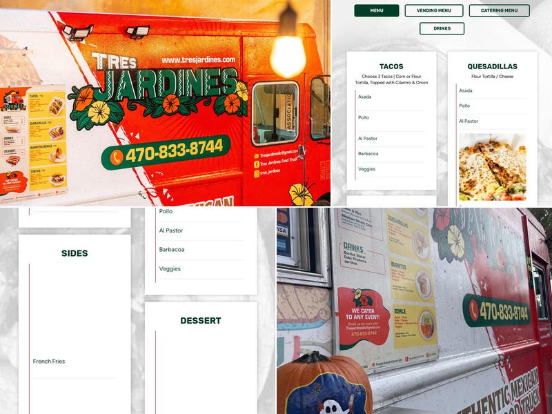 Tres Jardines Food Truck Menu