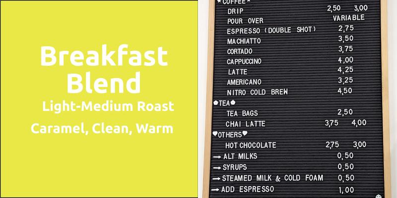 Royal Mile Coffee Roasters Menu