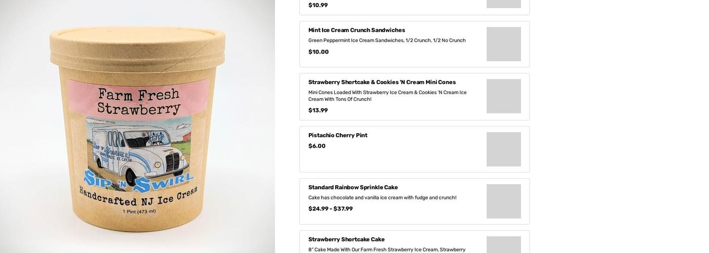 Sip 'N Swirl Homemade Ice cream Menu