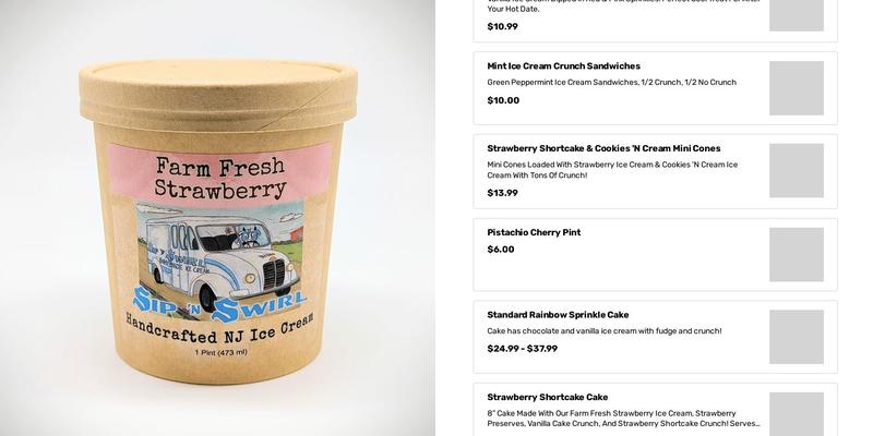 Sip 'N Swirl Homemade Ice cream Menu