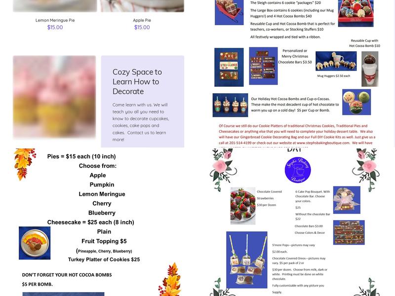 Steph's Baking Boutique Menu