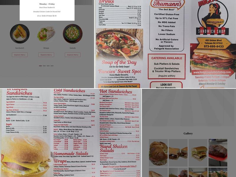 Hangry's Sandwich Shop Menu