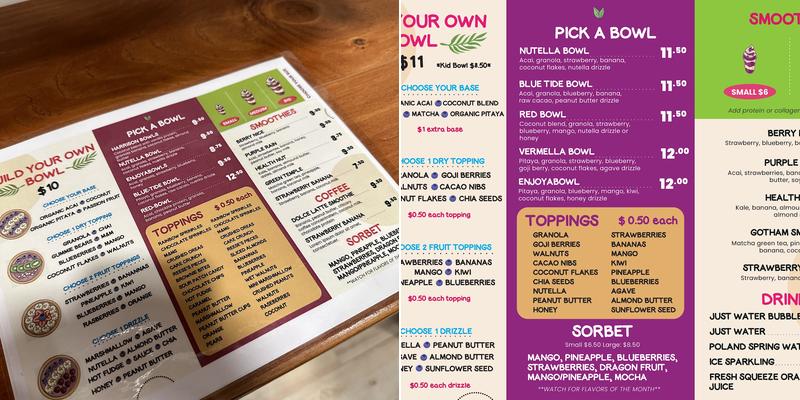 Enjoyabowls Menu