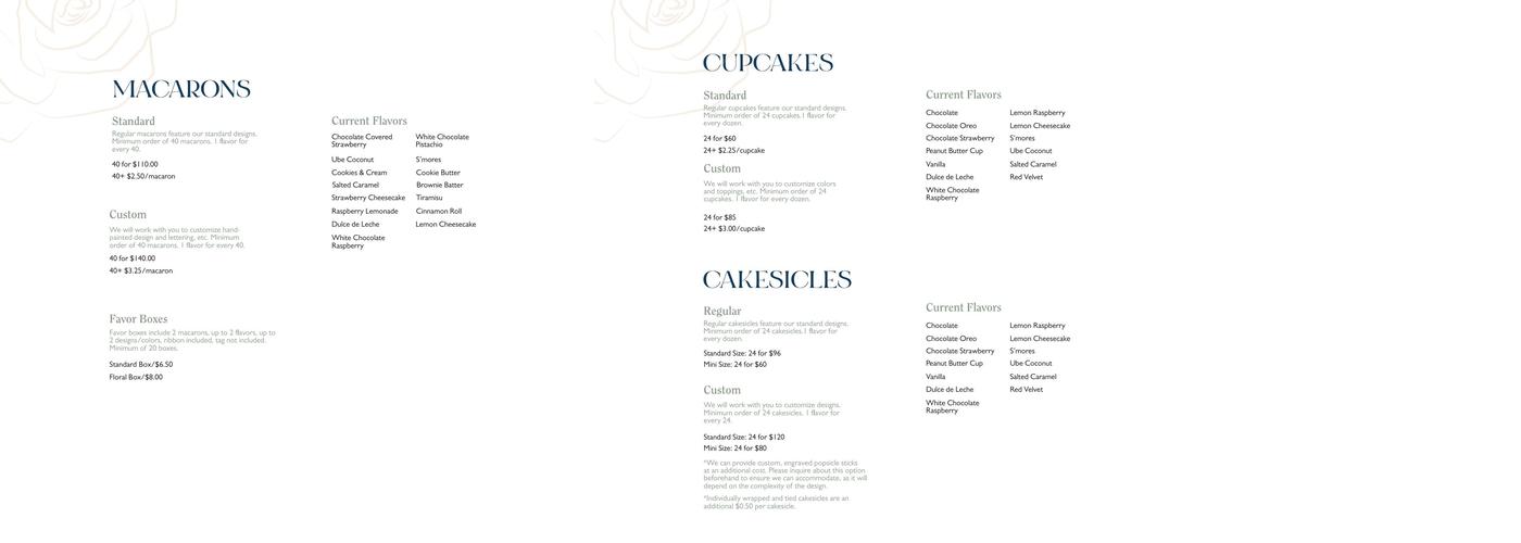 Amelia and Rose Menu