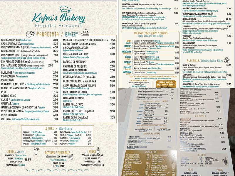 Kafra's Bakery Menu