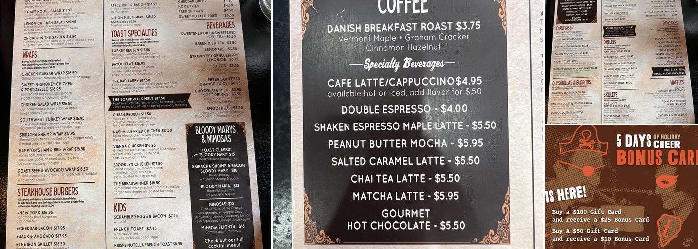 Toast Coffee + Kitchen Menu