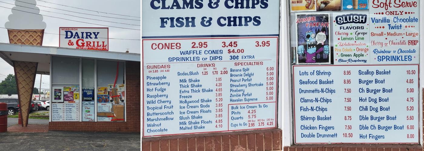 Newburgh Diary & Grill Menu