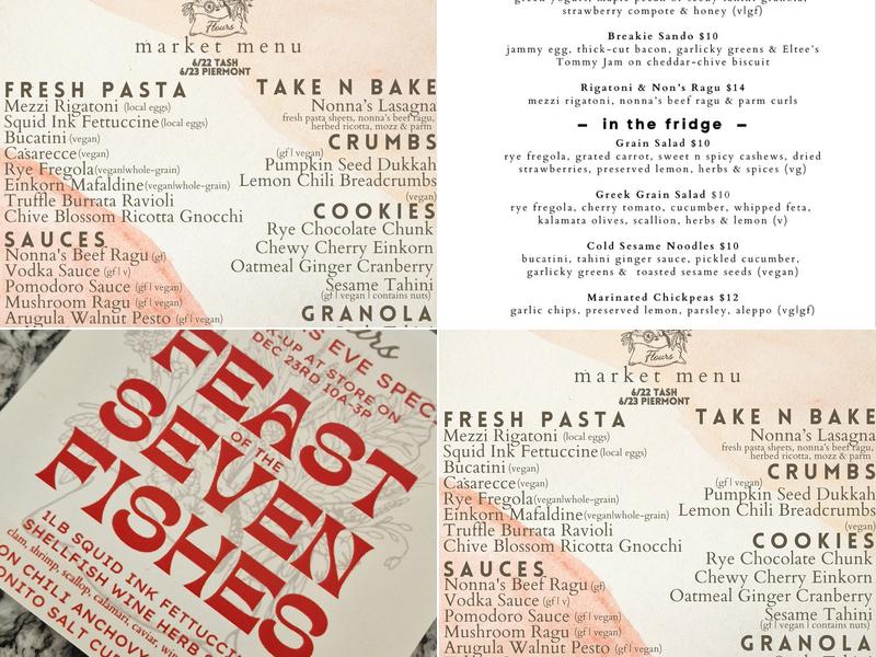 Flours Pasta & Bakeshop Menu