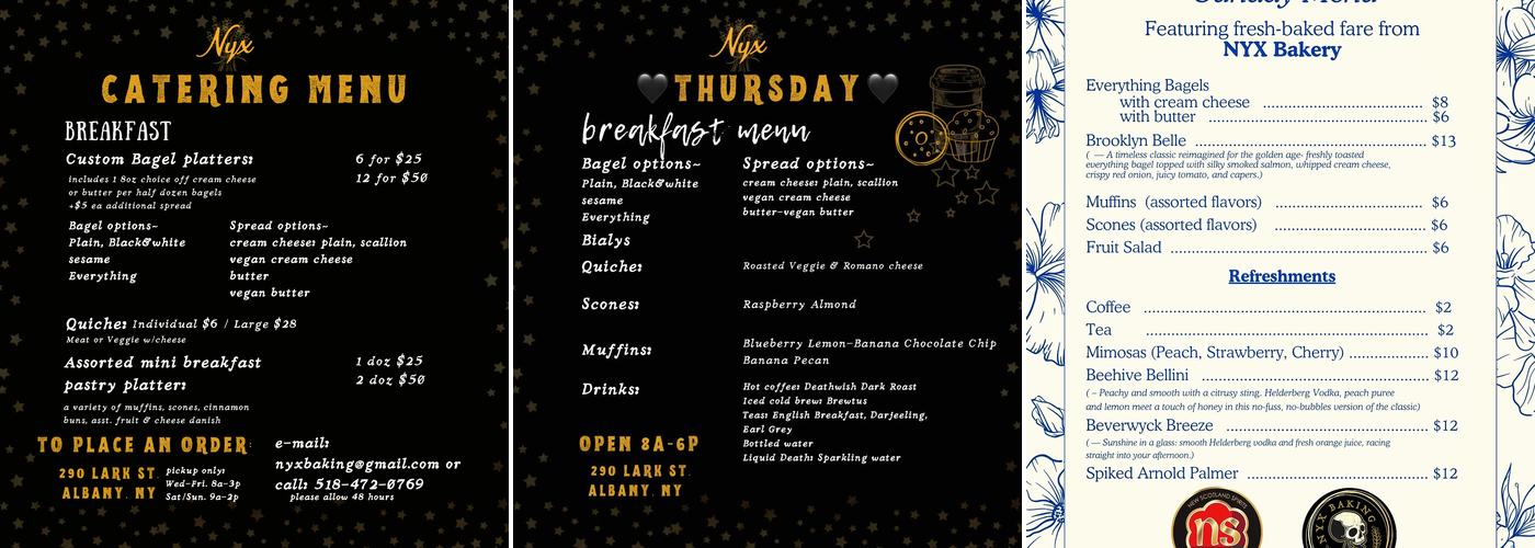 Nyx; A Scratch Baking Co. Menu