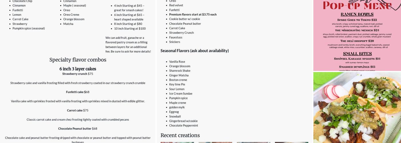 Fatcat Baking Menu