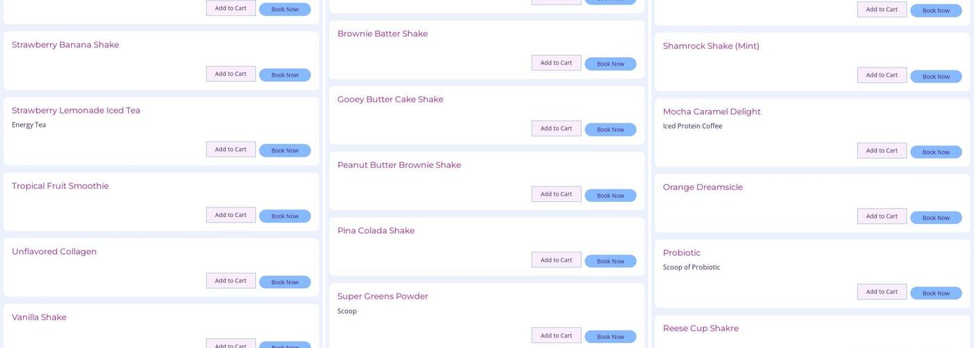 Boost Body & Nutrition Menu