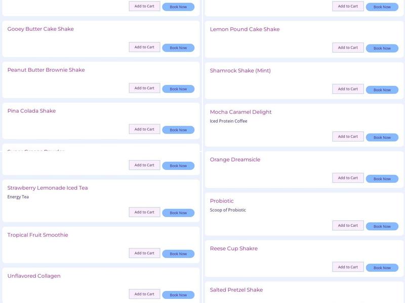Boost Body & Nutrition Menu