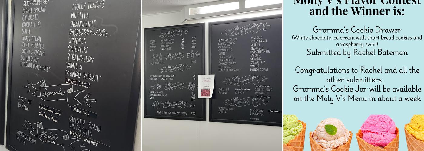 Molly V’s Homemade Ice Cream Menu