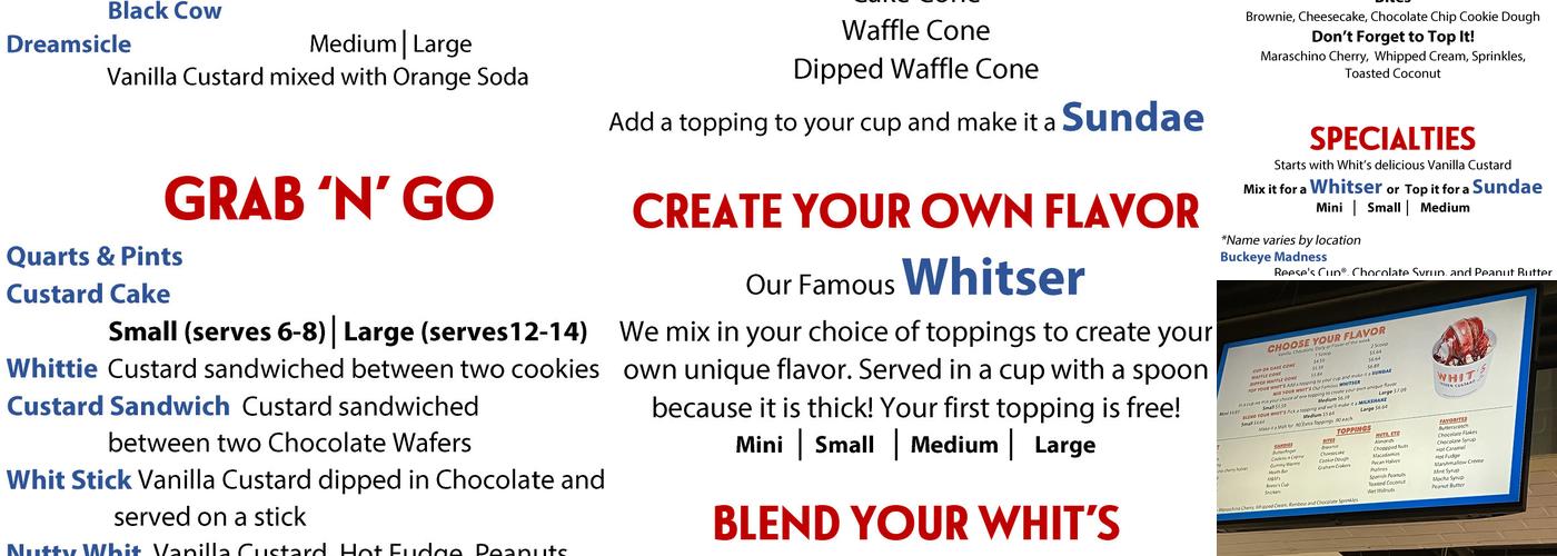 Whit's Frozen Custard Menu