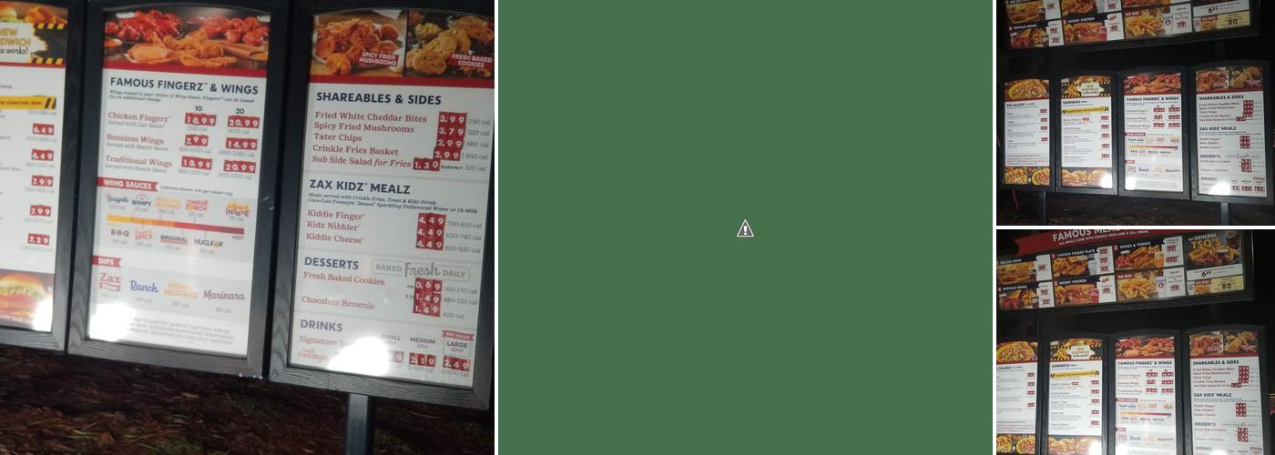 Zaxbys Chicken Fingers & Buffalo Wings Menu