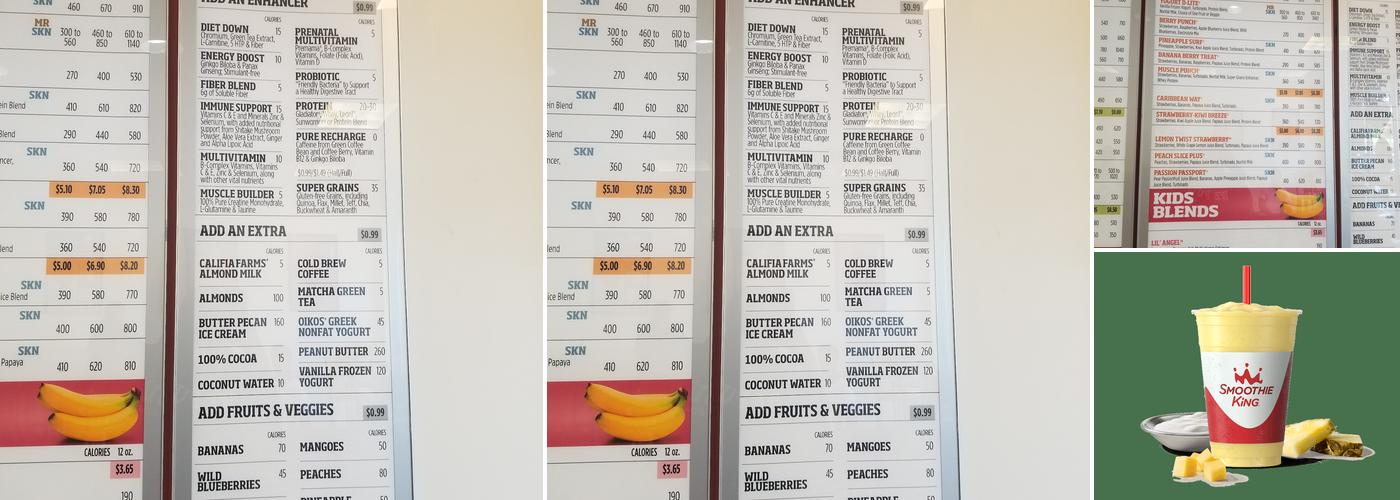 Smoothie King Menu