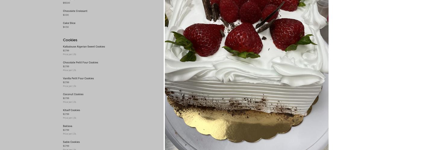 Gourmand Croquant Bakery Menu