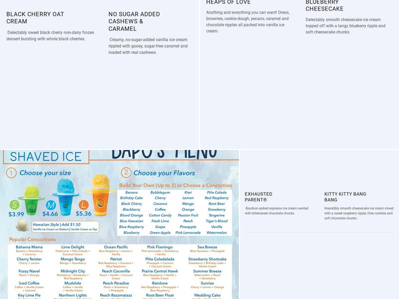 Bapo’s Treats Menu