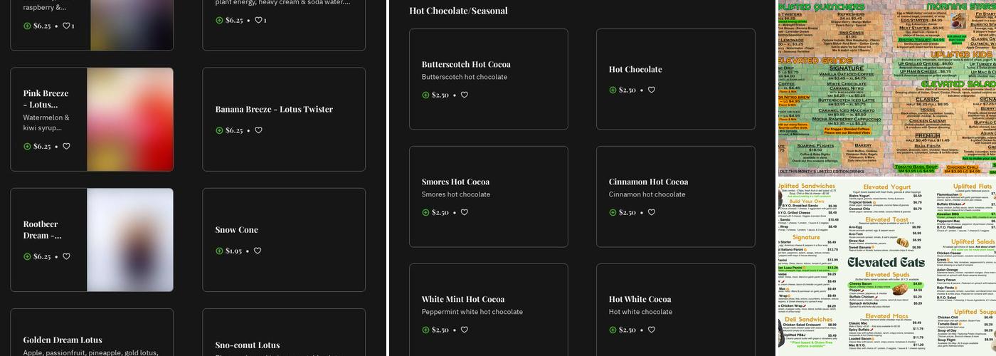 Uplifted Bistro Downtown Menu