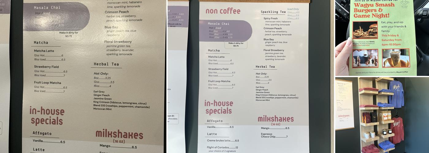 Niyyah Coffee Menu