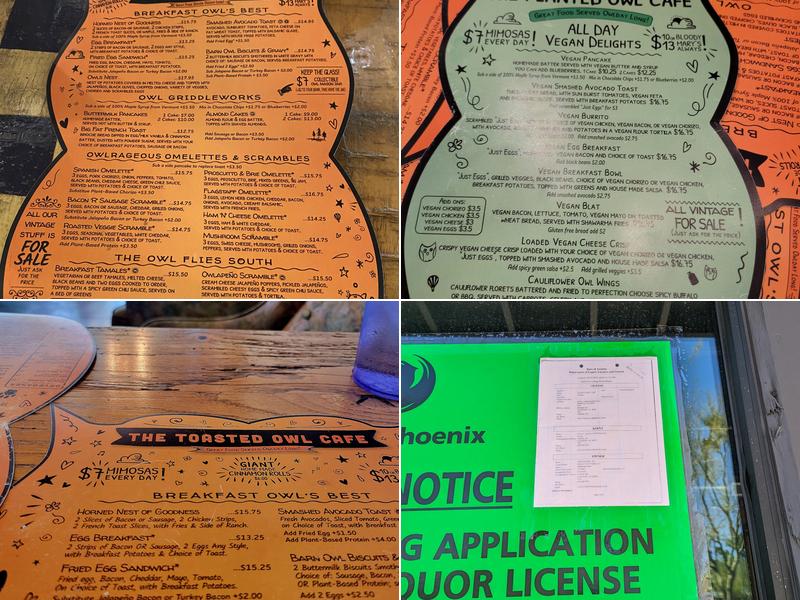 Toasted Owl Cafe Menu