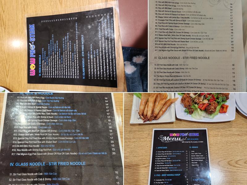 Wow Pho & Steak Menu