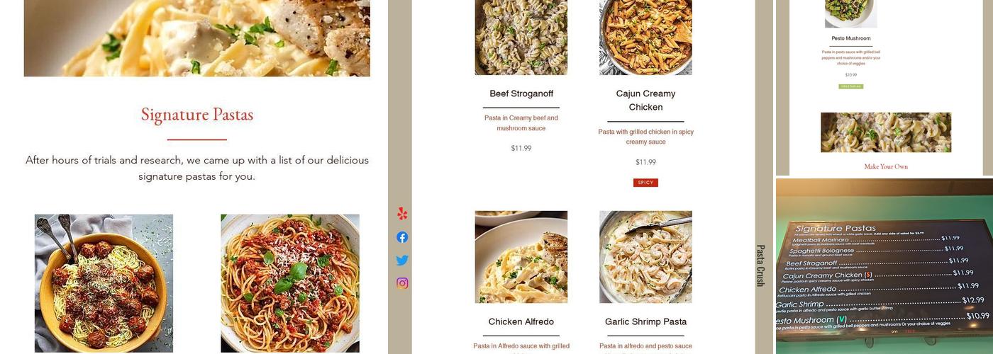 Pasta Crush Menu