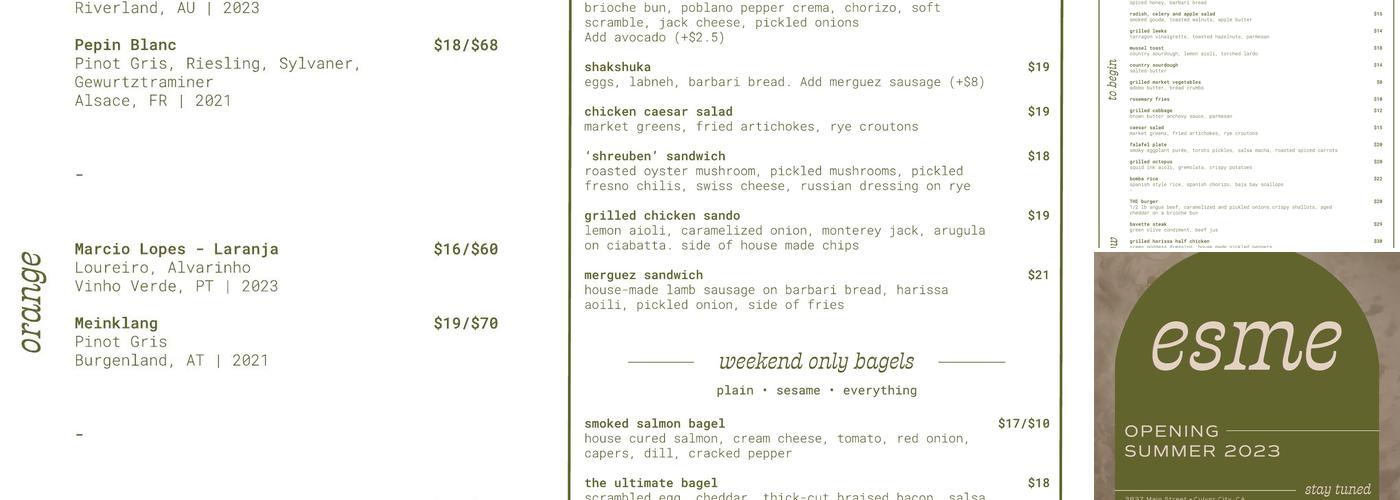 esme Menu