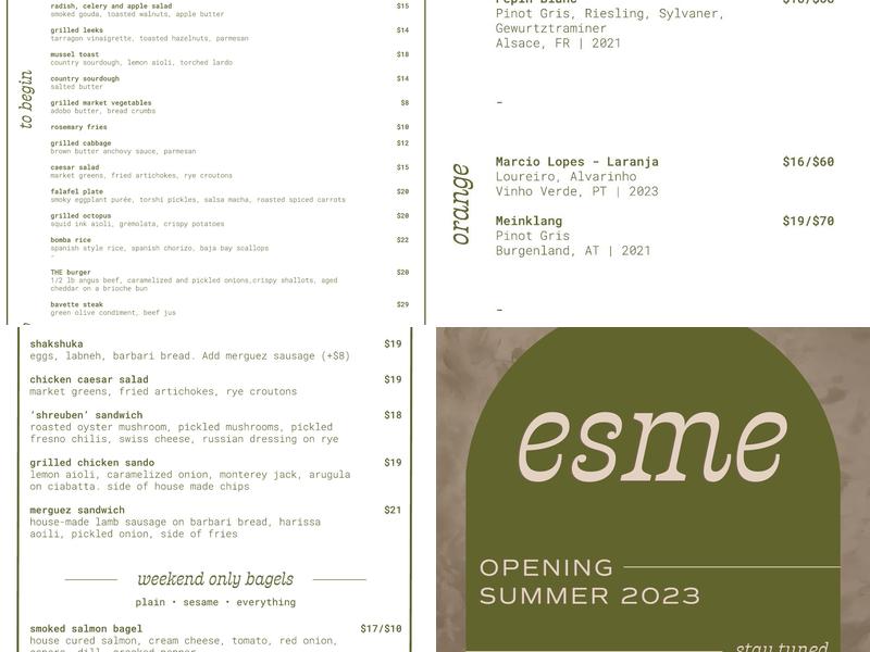 esme Menu