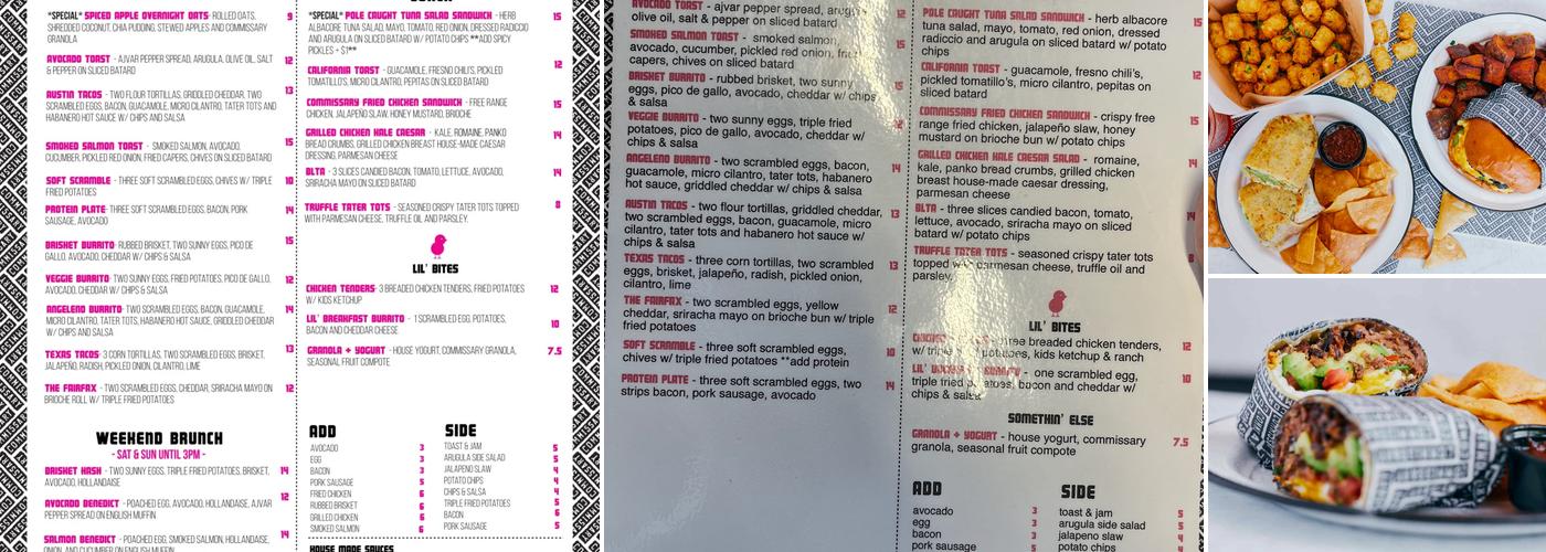 Coffee Commissary Menu