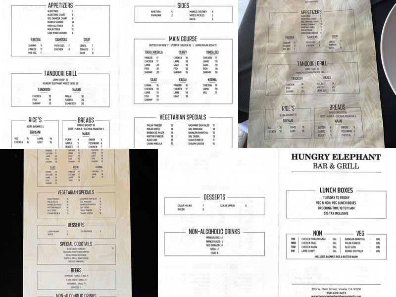 Hungry Elephant Bar & Grill Menu